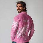 New Zealand Lawn Bowls Breast Cancer Personalized Long Sleeve Polo Shirt Wrap-Around Silver Fern - Aussie Hoodie