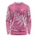 New Zealand Lawn Bowls Breast Cancer Personalized Long Sleeve Shirt Wrap-Around Silver Fern - Aussie Hoodie