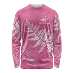 New Zealand Lawn Bowls Breast Cancer Personalized Long Sleeve Shirt Wrap-Around Silver Fern - Aussie Hoodie