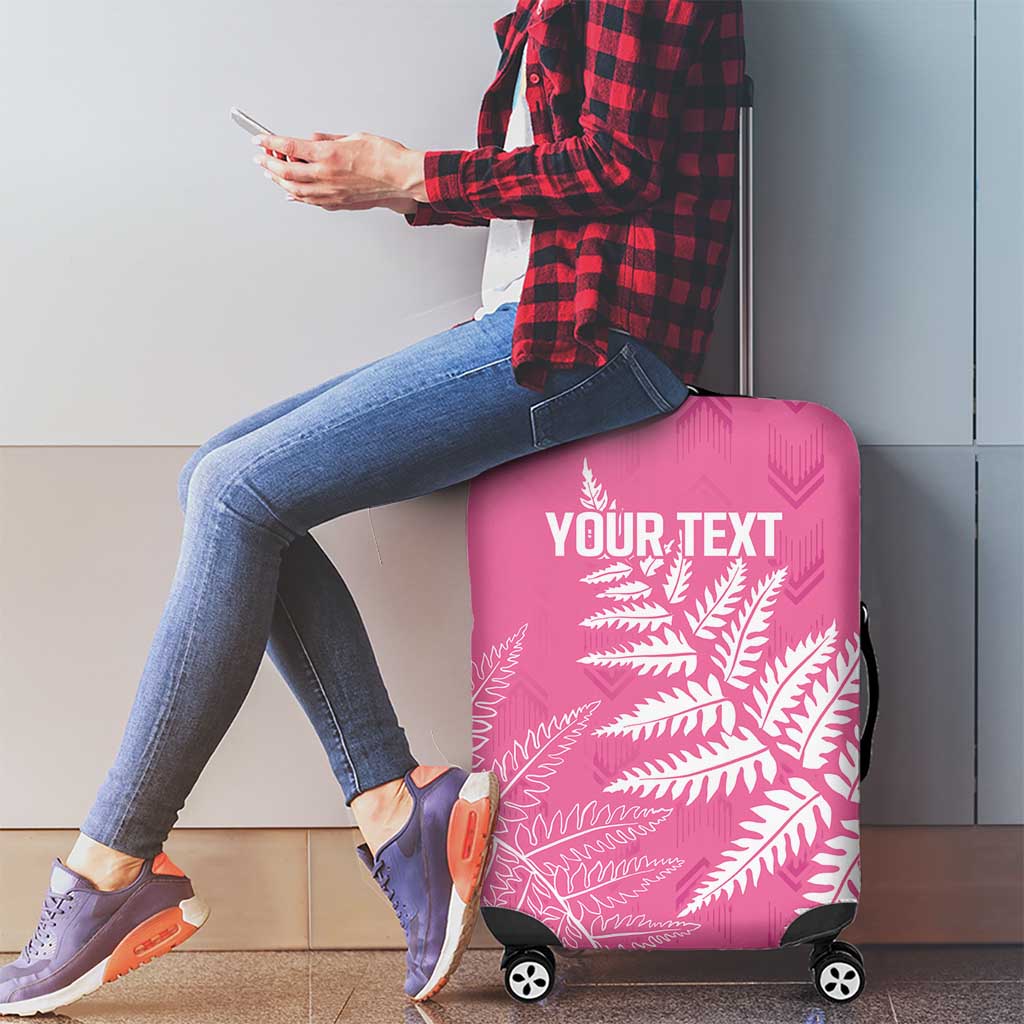 New Zealand Lawn Bowls Breast Cancer Personalized Luggage Cover Wrap-Around Silver Fern - Aussie Hoodie