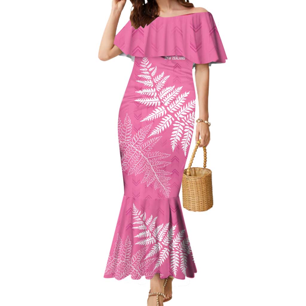 New Zealand Lawn Bowls Breast Cancer Personalized Mermaid Dress Wrap-Around Silver Fern - Aussie Hoodie