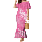New Zealand Lawn Bowls Breast Cancer Personalized Mermaid Dress Wrap-Around Silver Fern - Aussie Hoodie