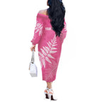 New Zealand Lawn Bowls Breast Cancer Personalized Off The Shoulder Long Sleeve Dress Wrap-Around Silver Fern - Aussie Hoodie