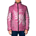 New Zealand Lawn Bowls Breast Cancer Personalized Padded Jacket Wrap-Around Silver Fern - Aussie Hoodie