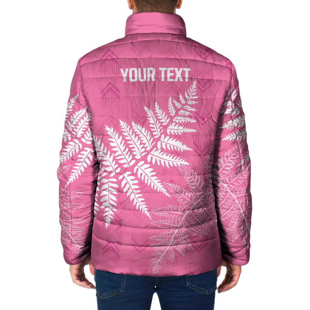 New Zealand Lawn Bowls Breast Cancer Personalized Padded Jacket Wrap-Around Silver Fern - Aussie Hoodie