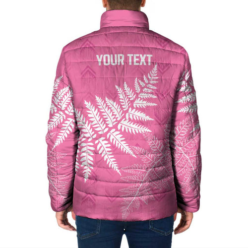 New Zealand Lawn Bowls Breast Cancer Personalized Padded Jacket Wrap-Around Silver Fern - Aussie Hoodie