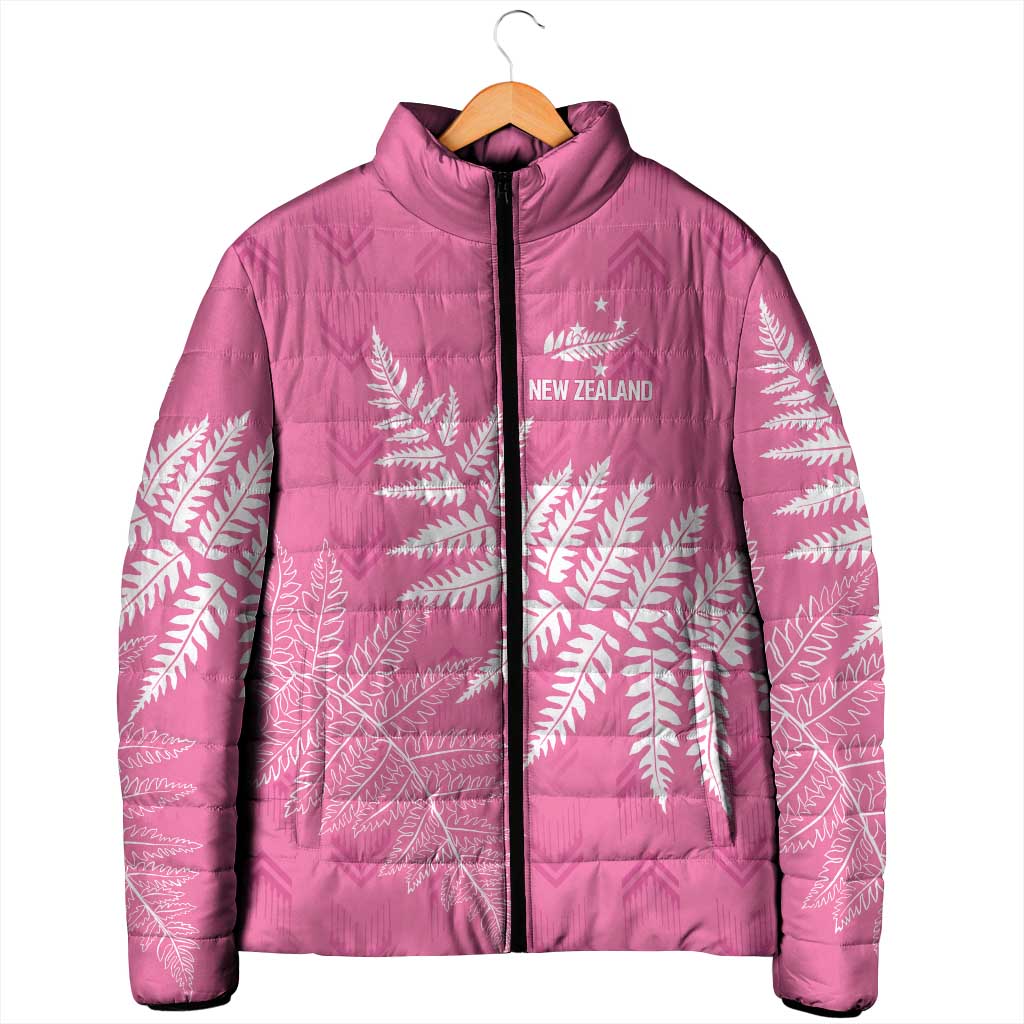 New Zealand Lawn Bowls Breast Cancer Personalized Padded Jacket Wrap-Around Silver Fern - Aussie Hoodie