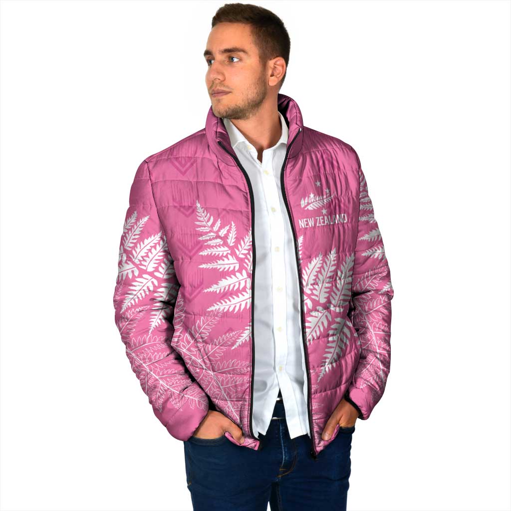 New Zealand Lawn Bowls Breast Cancer Personalized Padded Jacket Wrap-Around Silver Fern - Aussie Hoodie