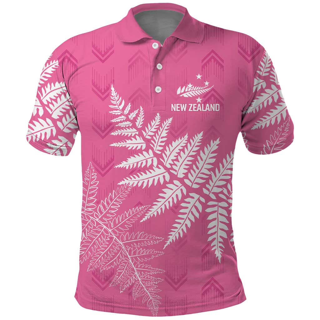 New Zealand Lawn Bowls Breast Cancer Personalized Polo Shirt Wrap-Around Silver Fern - Aussie Hoodie