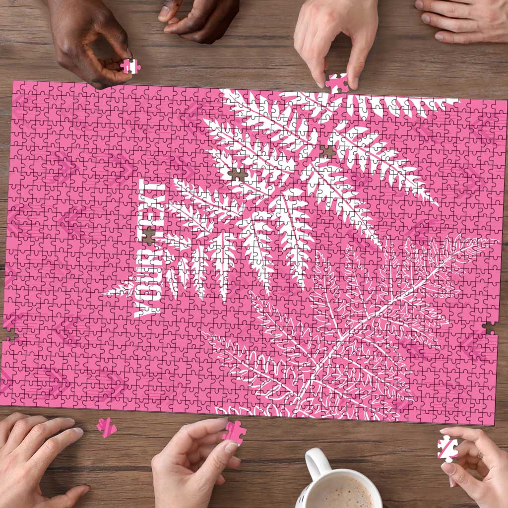 New Zealand Lawn Bowls Breast Cancer Personalized Puzzle Wrap-Around Silver Fern - Aussie Hoodie