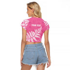 New Zealand Lawn Bowls Breast Cancer Personalized Raglan Cropped T Shirt Wrap-Around Silver Fern - Aussie Hoodie