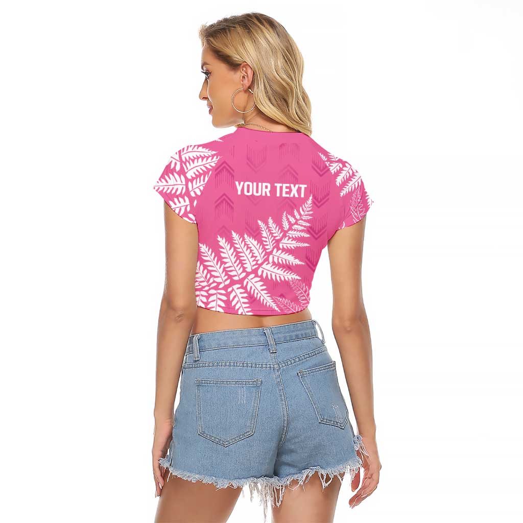New Zealand Lawn Bowls Breast Cancer Personalized Raglan Cropped T Shirt Wrap-Around Silver Fern - Aussie Hoodie