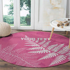 New Zealand Lawn Bowls Breast Cancer Personalized Round Carpet Wrap-Around Silver Fern - Aussie Hoodie