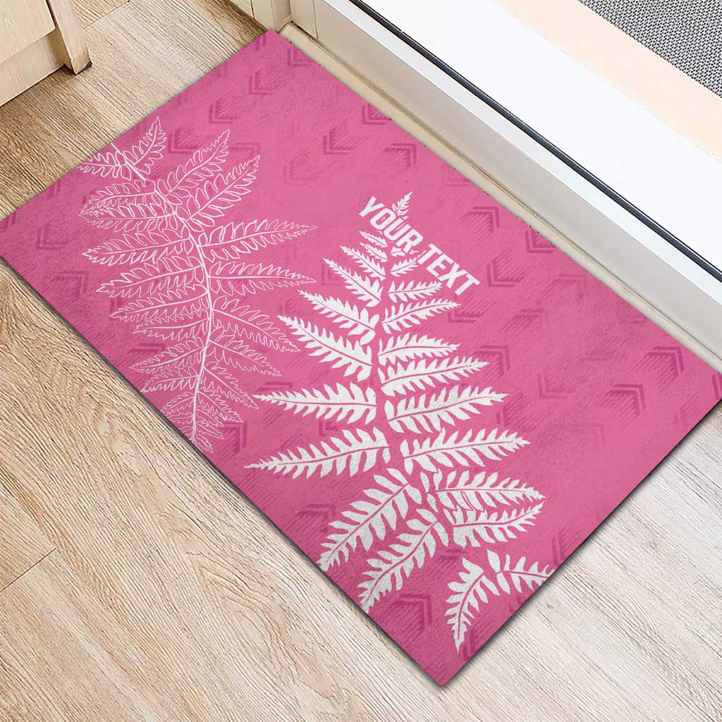 New Zealand Lawn Bowls Breast Cancer Personalized Rubber Doormat Wrap-Around Silver Fern - Aussie Hoodie