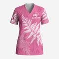 New Zealand Lawn Bowls Breast Cancer Personalized Scrub Top Wrap-Around Silver Fern - Aussie Hoodie