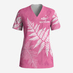 New Zealand Lawn Bowls Breast Cancer Personalized Scrub Top Wrap-Around Silver Fern - Aussie Hoodie