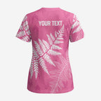 New Zealand Lawn Bowls Breast Cancer Personalized Scrub Top Wrap-Around Silver Fern - Aussie Hoodie