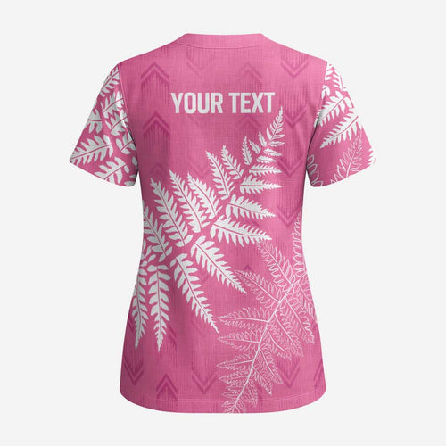 New Zealand Lawn Bowls Breast Cancer Personalized Scrub Top Wrap-Around Silver Fern - Aussie Hoodie
