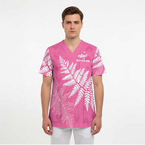 New Zealand Lawn Bowls Breast Cancer Personalized Scrub Top Wrap-Around Silver Fern - Aussie Hoodie