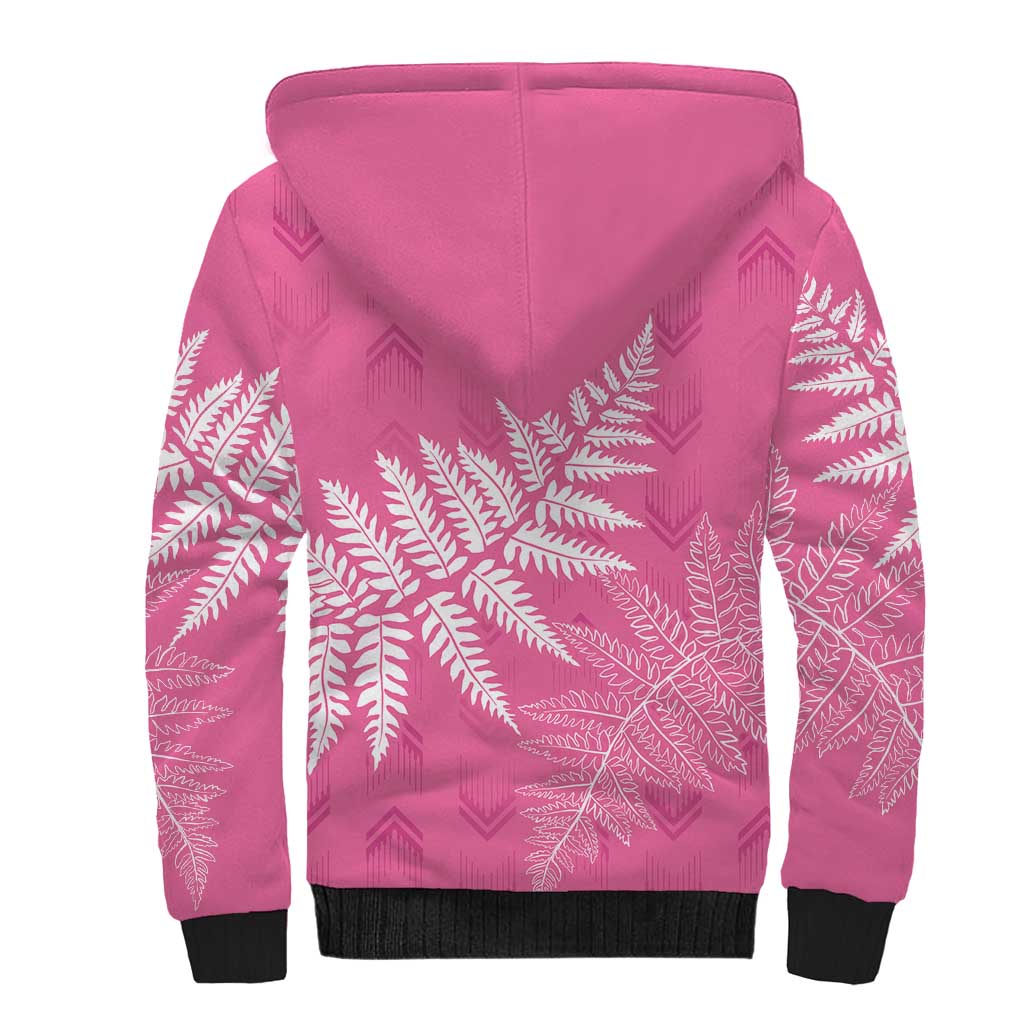 New Zealand Lawn Bowls Breast Cancer Personalized Sherpa Hoodie Wrap-Around Silver Fern - Aussie Hoodie