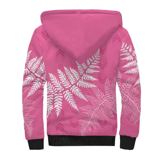New Zealand Lawn Bowls Breast Cancer Personalized Sherpa Hoodie Wrap-Around Silver Fern - Aussie Hoodie