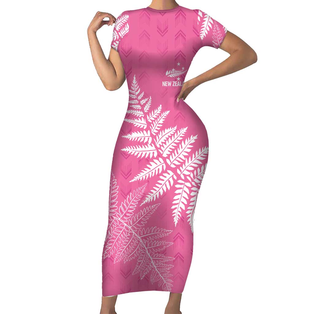 New Zealand Lawn Bowls Breast Cancer Personalized Short Sleeve Bodycon Dress Wrap-Around Silver Fern - Aussie Hoodie