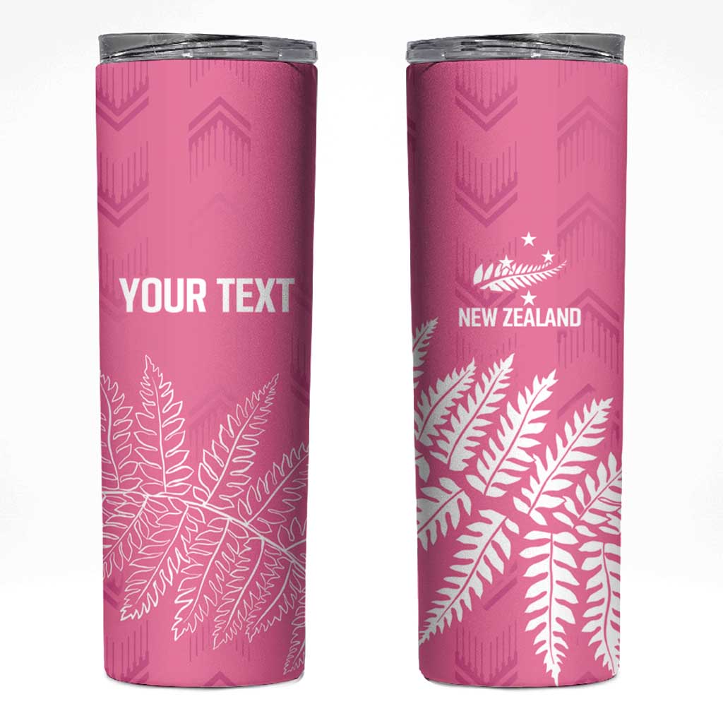 New Zealand Lawn Bowls Breast Cancer Personalized Skinny Tumbler Wrap-Around Silver Fern - Aussie Hoodie