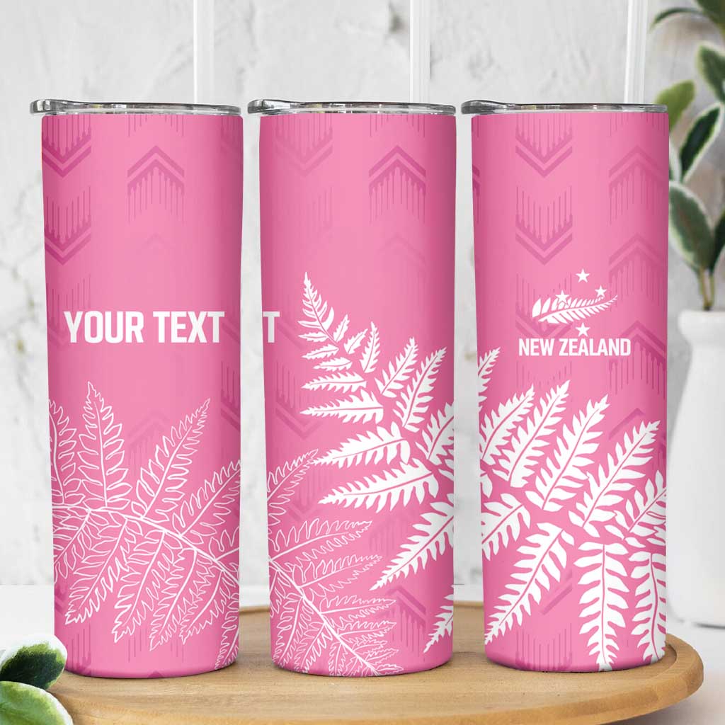 New Zealand Lawn Bowls Breast Cancer Personalized Skinny Tumbler Wrap-Around Silver Fern - Aussie Hoodie