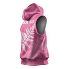 New Zealand Lawn Bowls Breast Cancer Personalized Sleeveless Hoodie Wrap-Around Silver Fern - Aussie Hoodie
