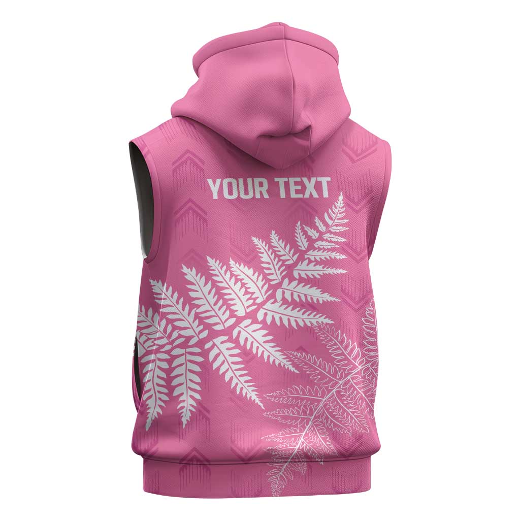 New Zealand Lawn Bowls Breast Cancer Personalized Sleeveless Zip Hoodie Wrap-Around Silver Fern LT7