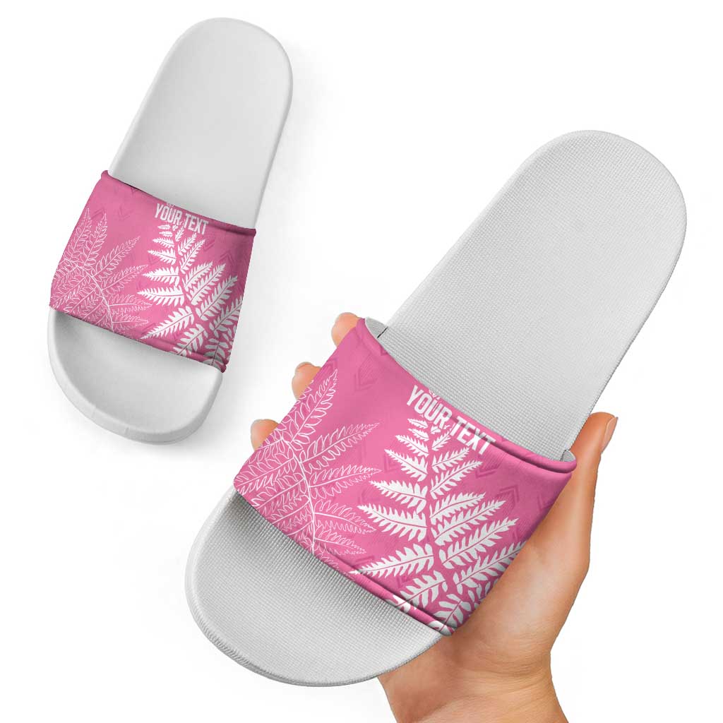 New Zealand Lawn Bowls Breast Cancer Personalized Slide Sandals Wrap-Around Silver Fern - Aussie Hoodie