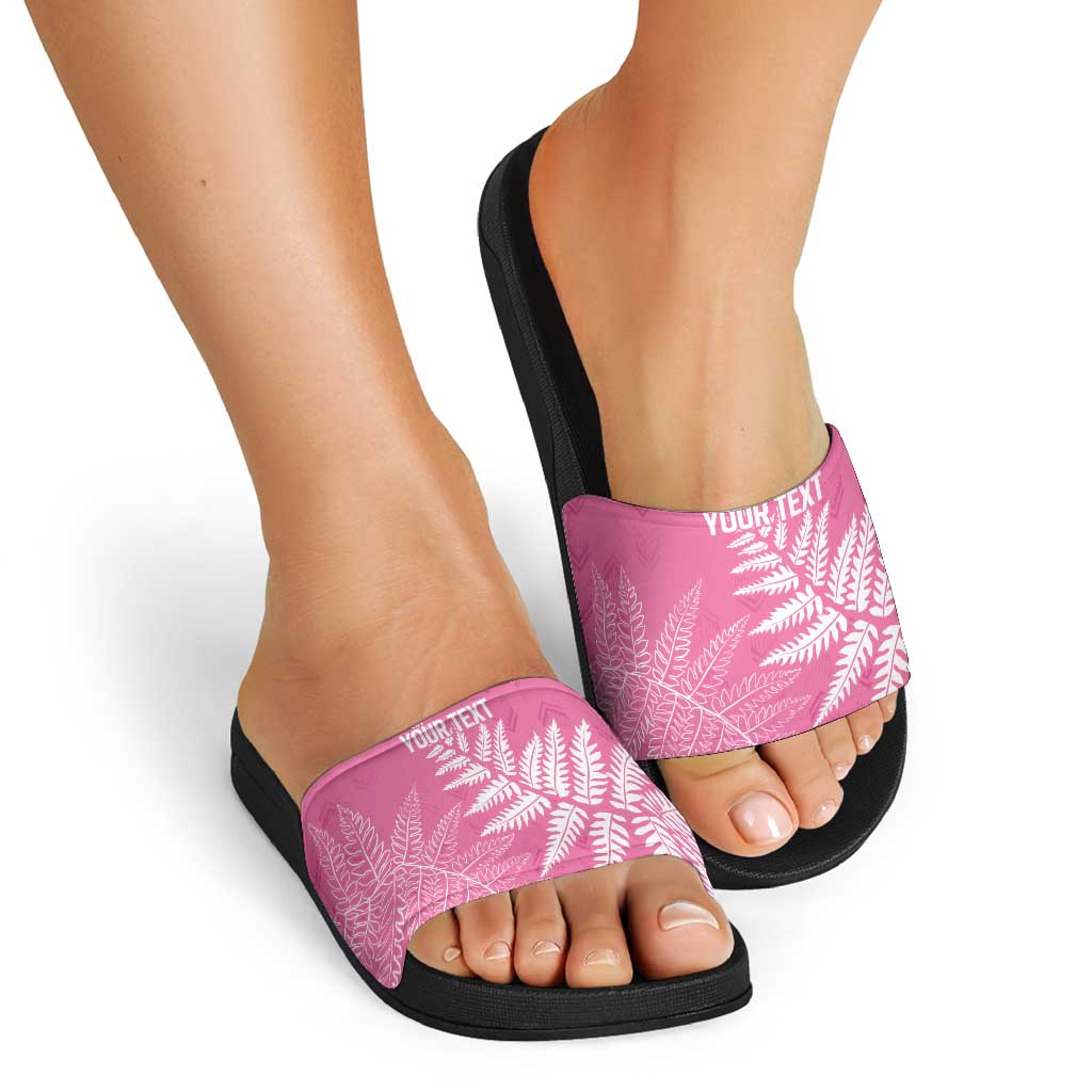 New Zealand Lawn Bowls Breast Cancer Personalized Slide Sandals Wrap-Around Silver Fern - Aussie Hoodie