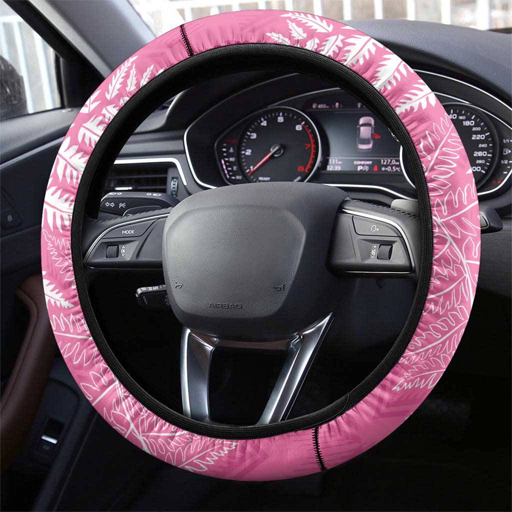 New Zealand Lawn Bowls Breast Cancer Steering Wheel Cover Wrap-Around Silver Fern - Aussie Hoodie
