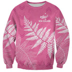 New Zealand Lawn Bowls Breast Cancer Personalized Sweatshirt Wrap-Around Silver Fern - Aussie Hoodie