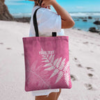 New Zealand Lawn Bowls Breast Cancer Personalized Tote Bag Wrap-Around Silver Fern - Aussie Hoodie