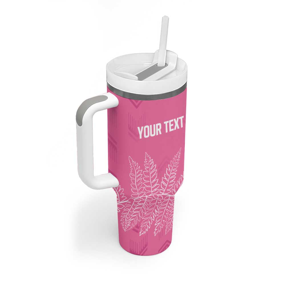 New Zealand Lawn Bowls Breast Cancer Personalized Tumbler With Handle Wrap-Around Silver Fern - Aussie Hoodie