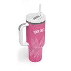 New Zealand Lawn Bowls Breast Cancer Personalized Tumbler With Handle Wrap-Around Silver Fern - Aussie Hoodie