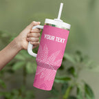 New Zealand Lawn Bowls Breast Cancer Personalized Tumbler With Handle Wrap-Around Silver Fern - Aussie Hoodie