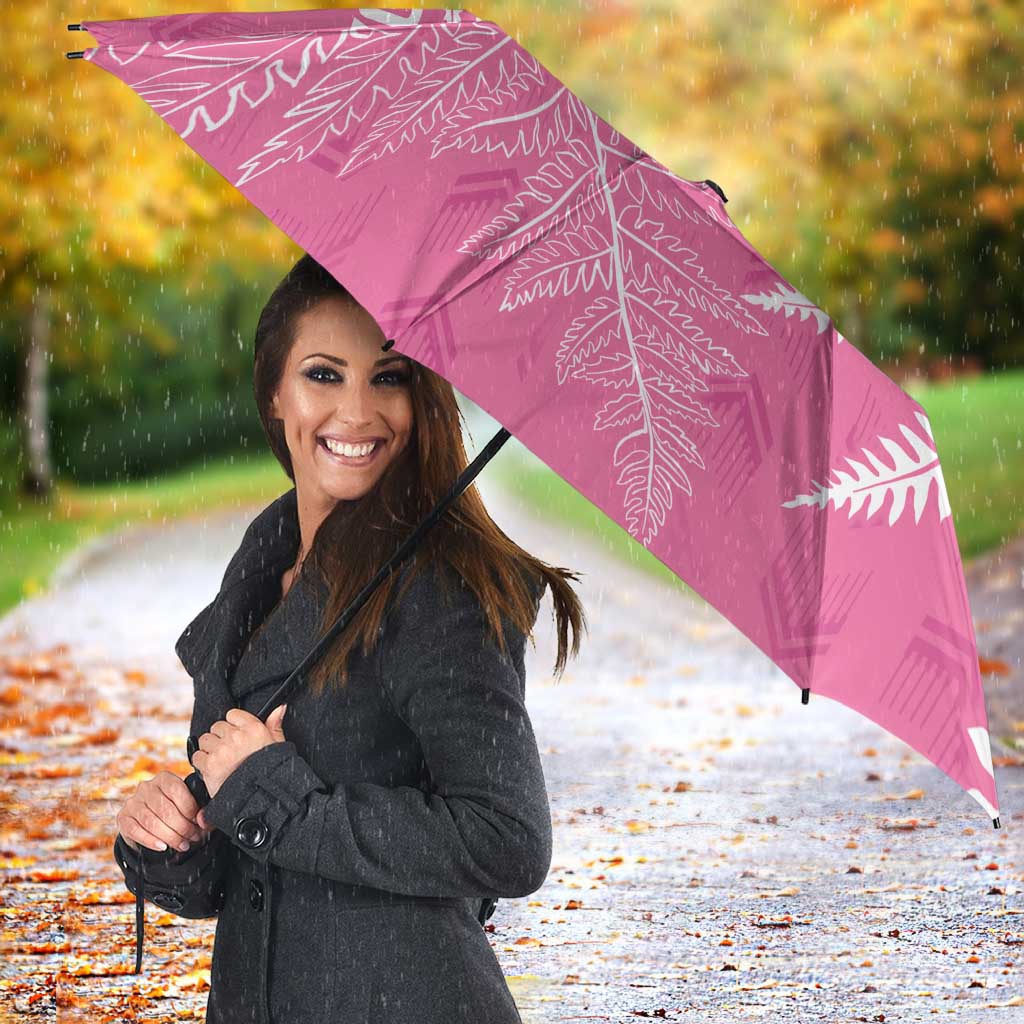 New Zealand Lawn Bowls Breast Cancer Personalized Umbrella Wrap-Around Silver Fern - Aussie Hoodie