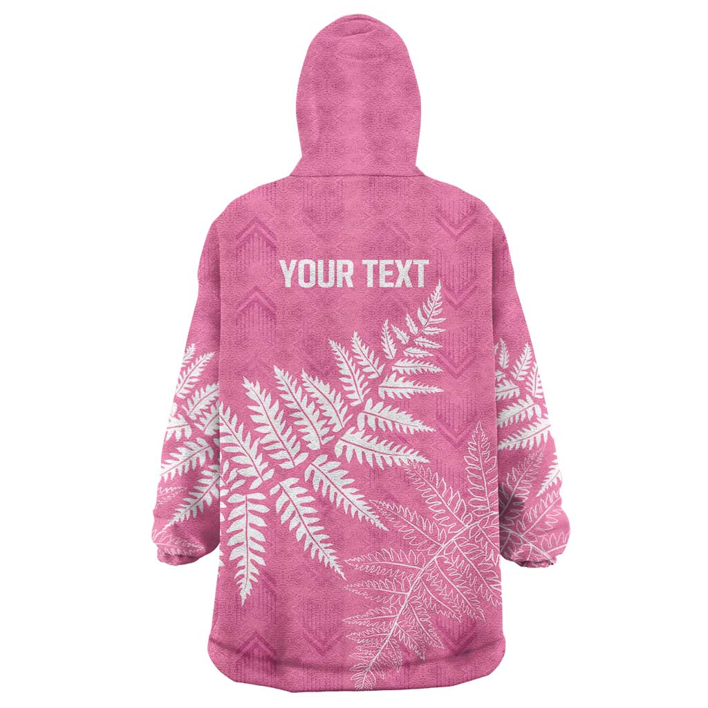 New Zealand Lawn Bowls Breast Cancer Personalized Wearable Blanket Hoodie Wrap-Around Silver Fern - Aussie Hoodie