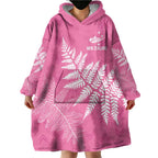 New Zealand Lawn Bowls Breast Cancer Personalized Wearable Blanket Hoodie Wrap-Around Silver Fern - Aussie Hoodie
