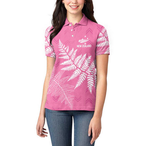 New Zealand Lawn Bowls Breast Cancer Personalized Women Polo Shirt Wrap-Around Silver Fern - Aussie Hoodie