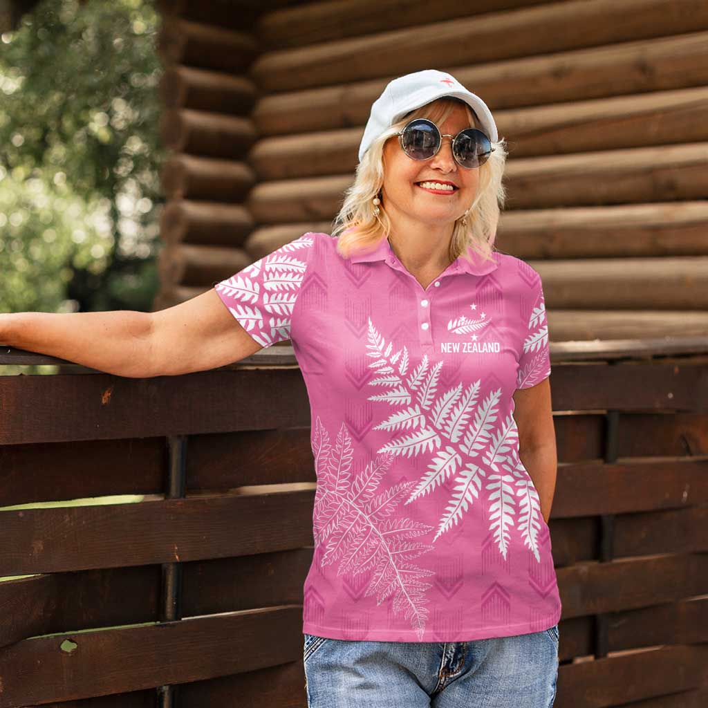 New Zealand Lawn Bowls Breast Cancer Personalized Women Polo Shirt Wrap-Around Silver Fern - Aussie Hoodie