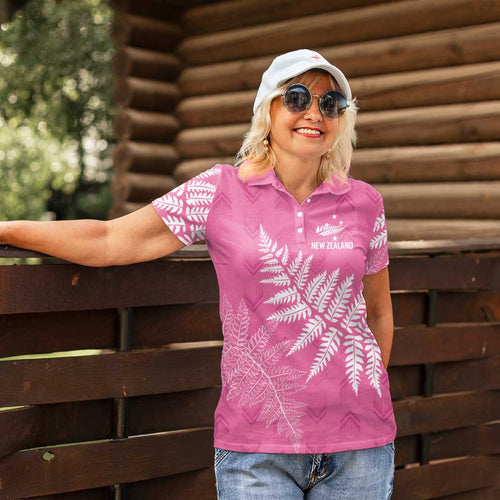 New Zealand Lawn Bowls Breast Cancer Personalized Women Polo Shirt Wrap-Around Silver Fern - Aussie Hoodie