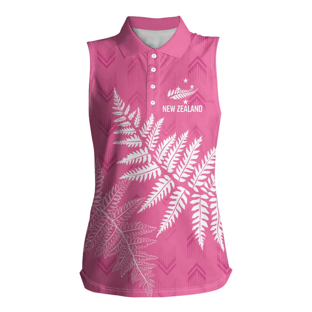 New Zealand Lawn Bowls Breast Cancer Personalized Women Sleeveless Polo Shirt Wrap-Around Silver Fern - Aussie Hoodie