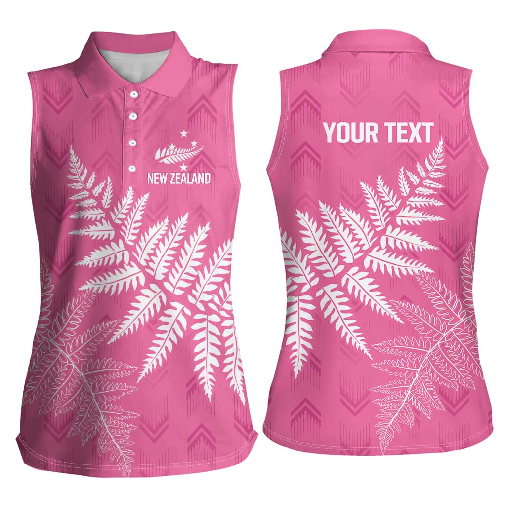 New Zealand Lawn Bowls Breast Cancer Personalized Women Sleeveless Polo Shirt Wrap-Around Silver Fern - Aussie Hoodie
