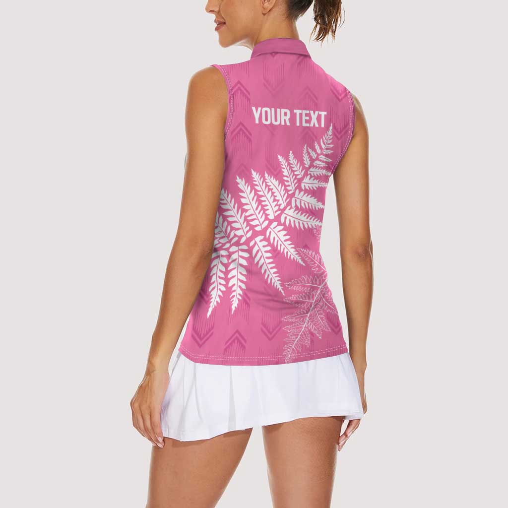 New Zealand Lawn Bowls Breast Cancer Personalized Women Sleeveless Polo Shirt Wrap-Around Silver Fern - Aussie Hoodie