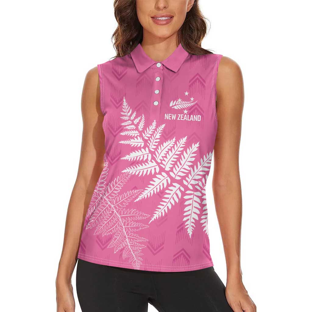 New Zealand Lawn Bowls Breast Cancer Personalized Women Sleeveless Polo Shirt Wrap-Around Silver Fern - Aussie Hoodie