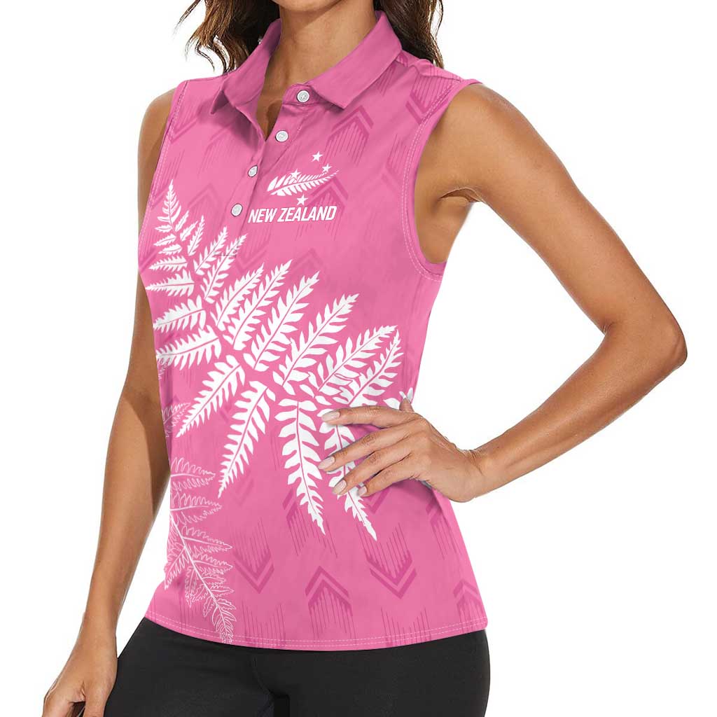 New Zealand Lawn Bowls Breast Cancer Personalized Women Sleeveless Polo Shirt Wrap-Around Silver Fern - Aussie Hoodie