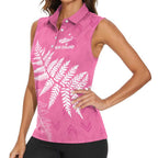New Zealand Lawn Bowls Breast Cancer Personalized Women Sleeveless Polo Shirt Wrap-Around Silver Fern - Aussie Hoodie